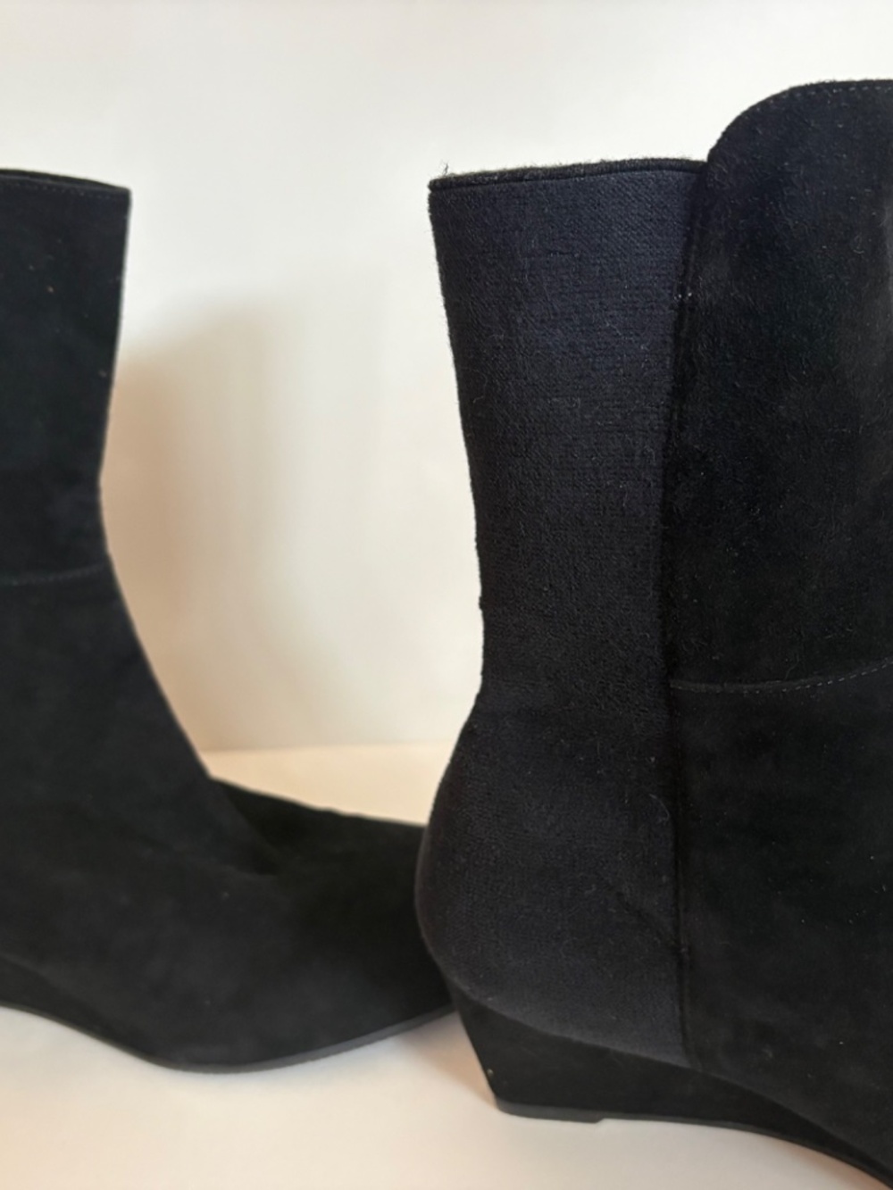 Stuart Weitzman- Beatrice Black Suede Wedge Boots - Picture 4 of 6